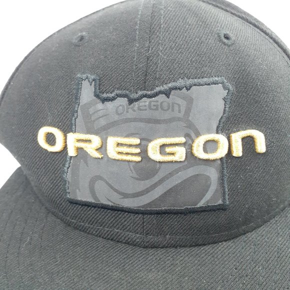 New Era Oregon Ducks Baseball Cap 100% Wool Gold Black Adjustable Snap Back Cap - Picture 6 of 16